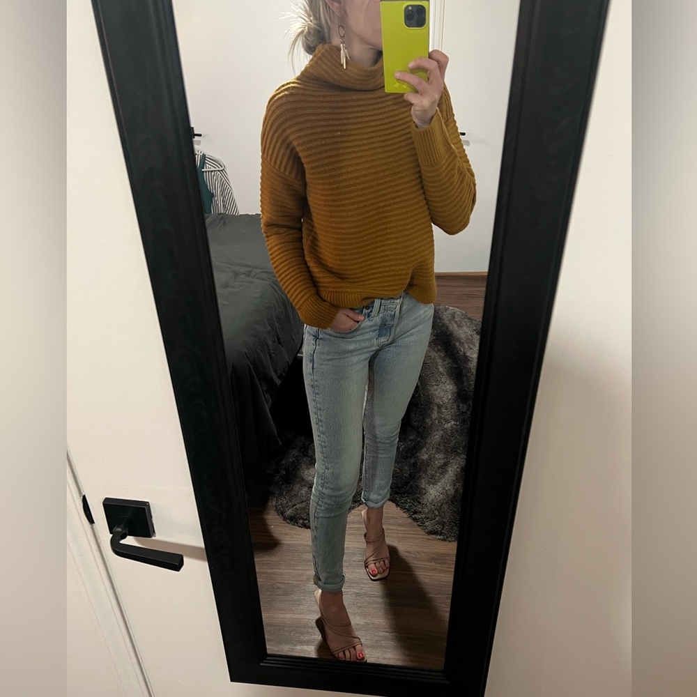 Madewell Mustard Ribbed Turtleneck Sweater